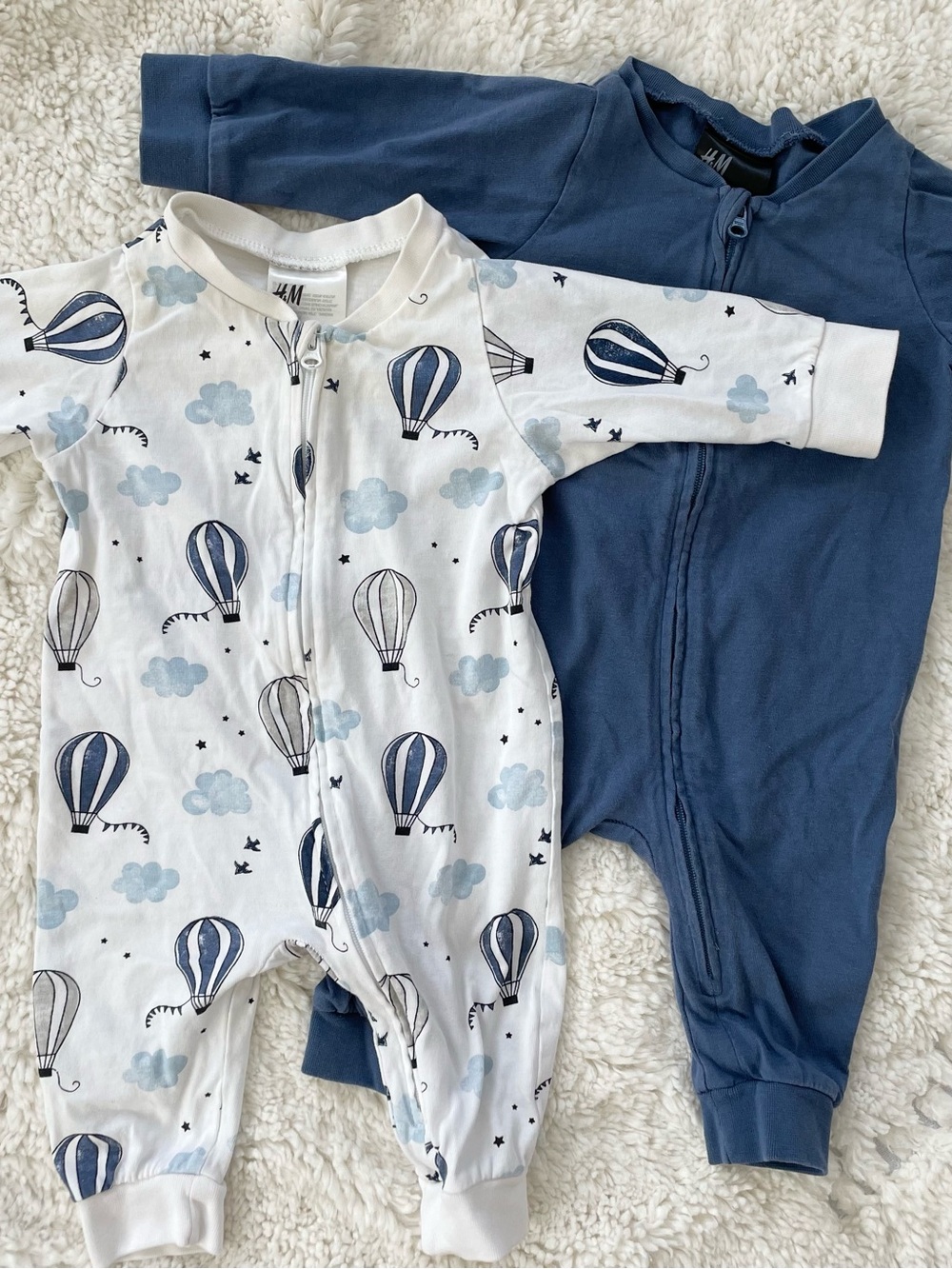 H&M Navy and White Hot Air Balloon Footie Set